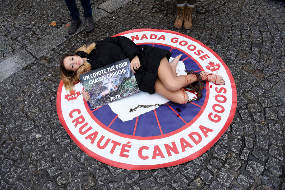 Cassandra Foret Stills Protest Against Canada Goose Company in Paris 2017/12/22