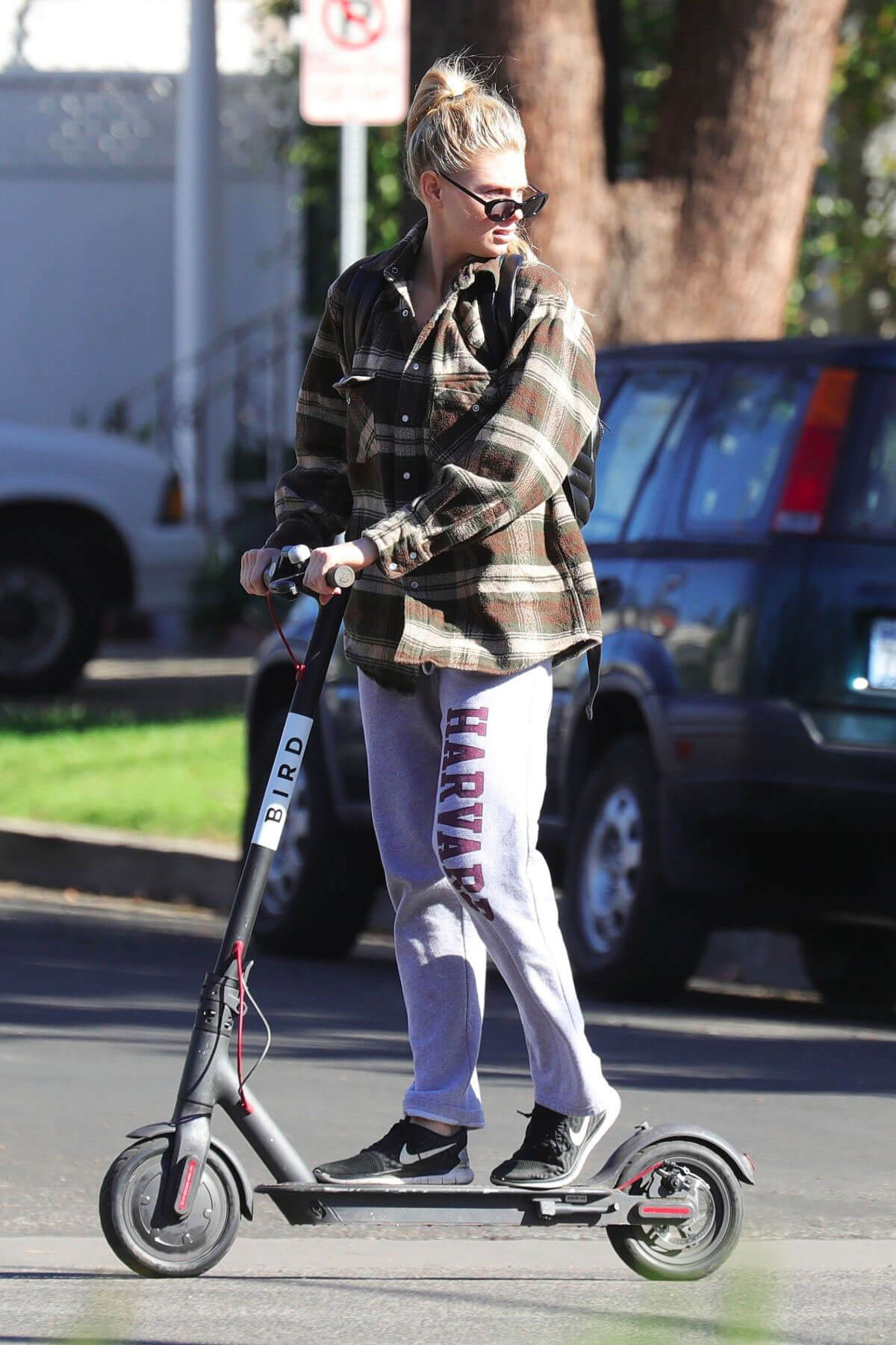 Charlotte McKinney Stills Tides a Bird Scooter in Santa Monica 2017/12/18