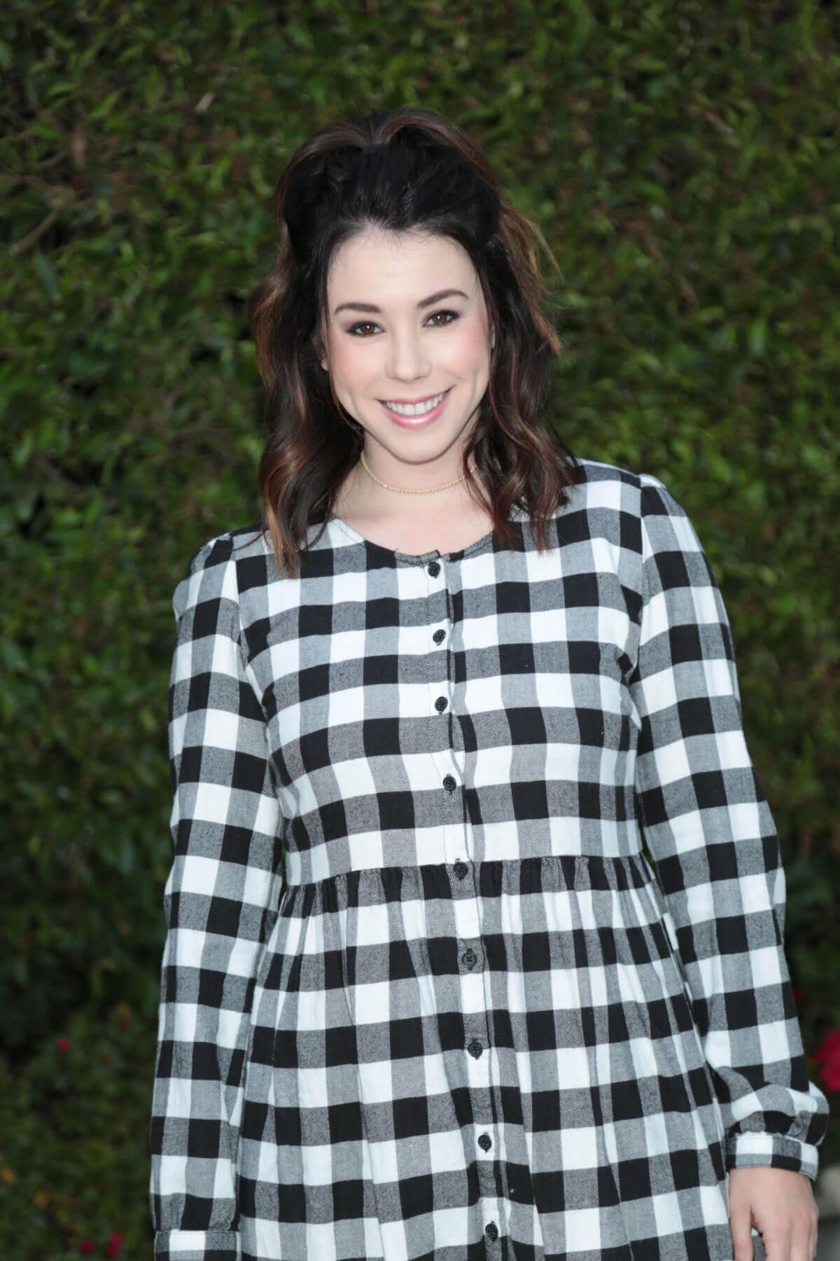 Jillian Rose Reed wears Checked Dress at a Party in Beverly Hills