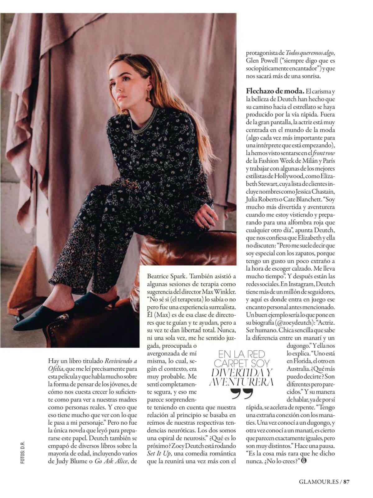 Zoey Deutch Stills in Glamour Magazine, Spain January 2018