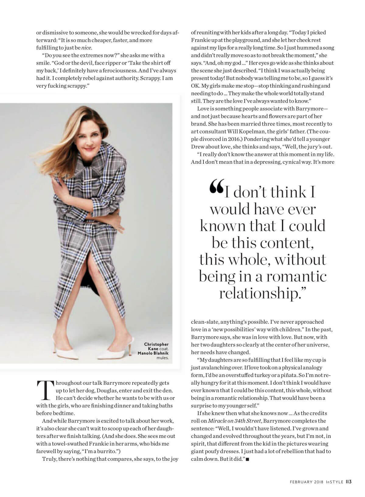 Drew Barrymore Stills in Instyle Magazine, February 2018 Issue