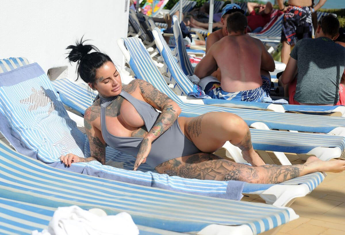 Jemma Lucy Stills in Swimsuit at a Pool in Lanzarote 2017/11/15