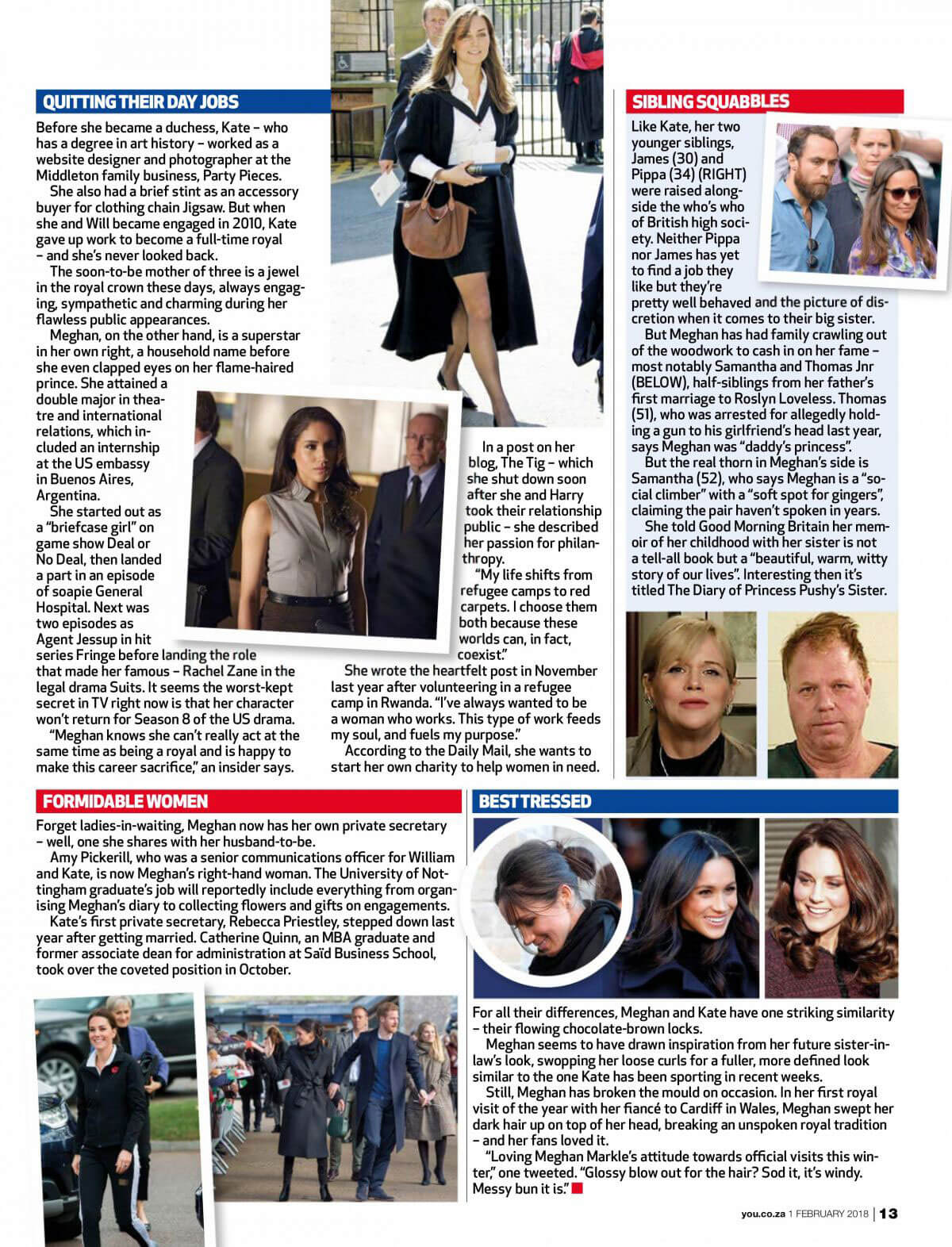 Kate Middleton and Meghan Markle Stills in You Magazine, South Africa February 2018 Issue