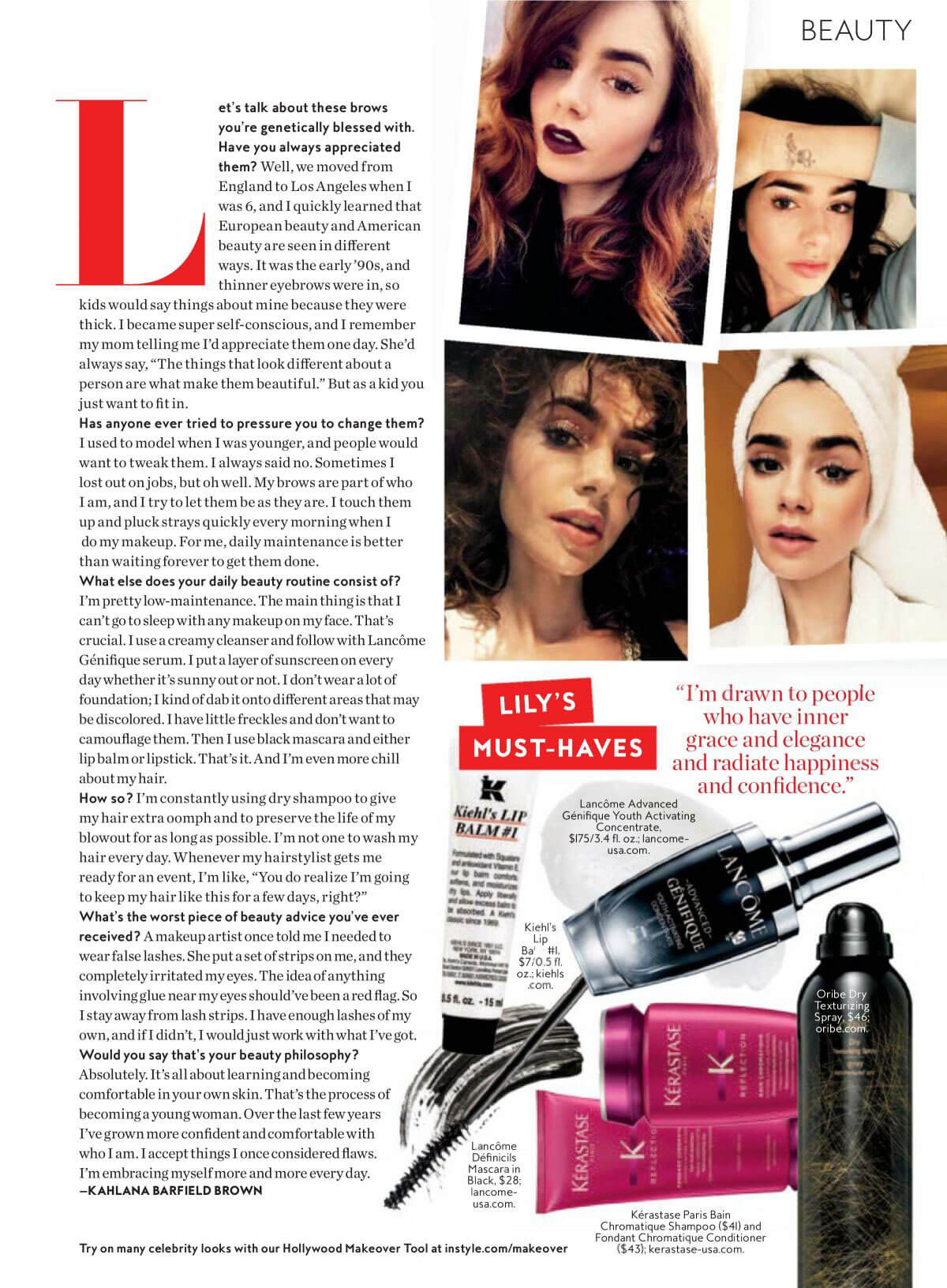 Lily Collins Stills in Instyle Magazine, February 2018 Issue