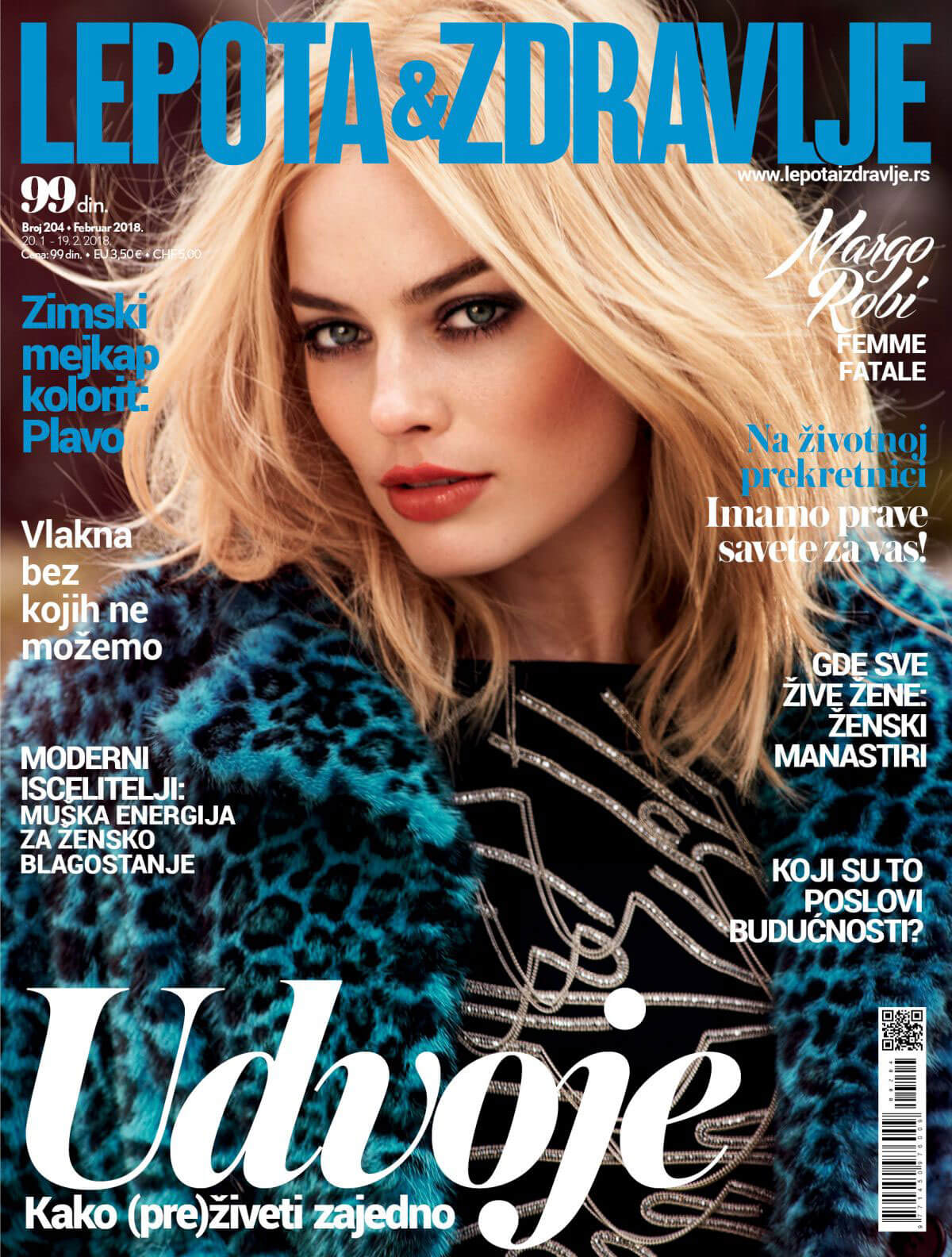 Margot Robbie Stills on the Cover of Lepota i Zdravlje Magazine, Serbia February 2018 Issue