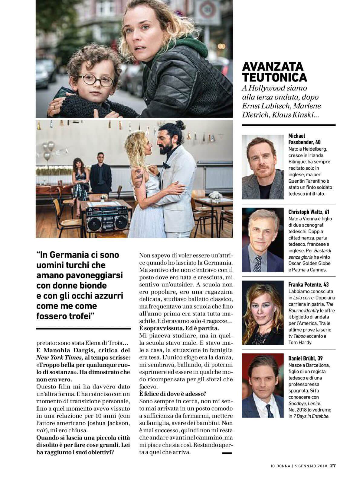 Diane Kruger In Io Donna Del Corriere Della Sera January 2018 issue