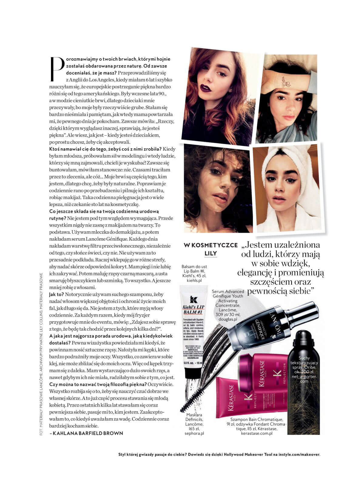 Lily Collins Stills in Instyle Magazine, Poland March 2018 Issue