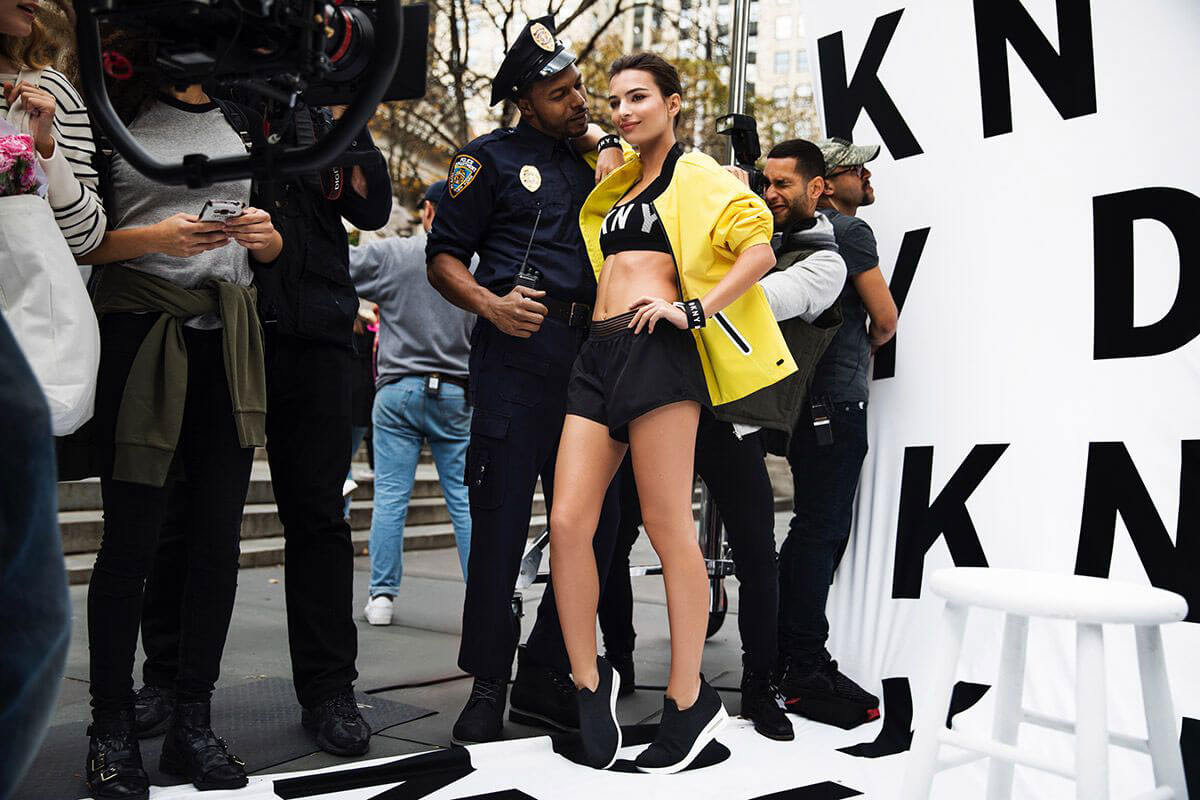 Emily Ratajkowski Stills Lip-syncs to Funkytown in New DKNY Campaign Photos