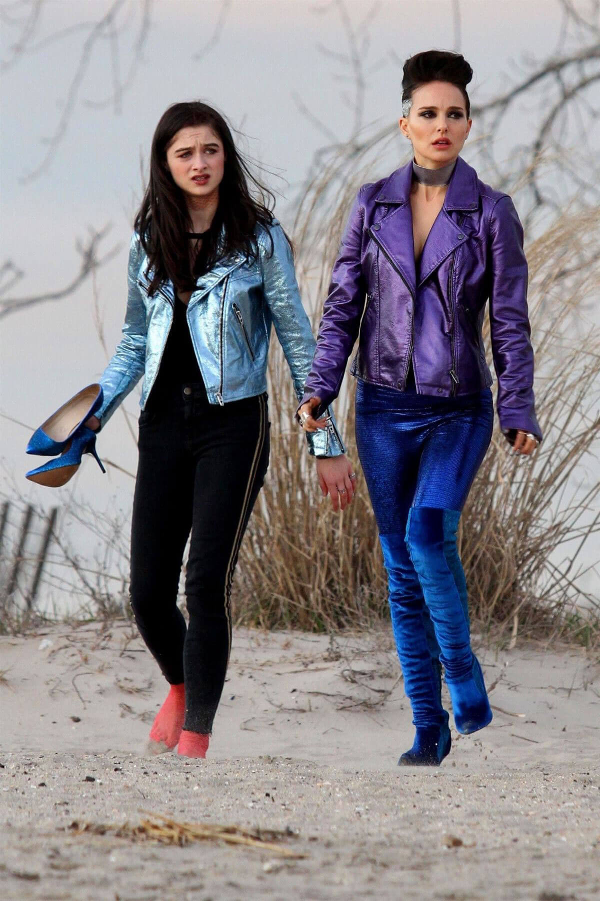 Natalie Portman and Raffey Cassidy Stills on the Set of Vox Lux at Plum Beach 2018/03/05