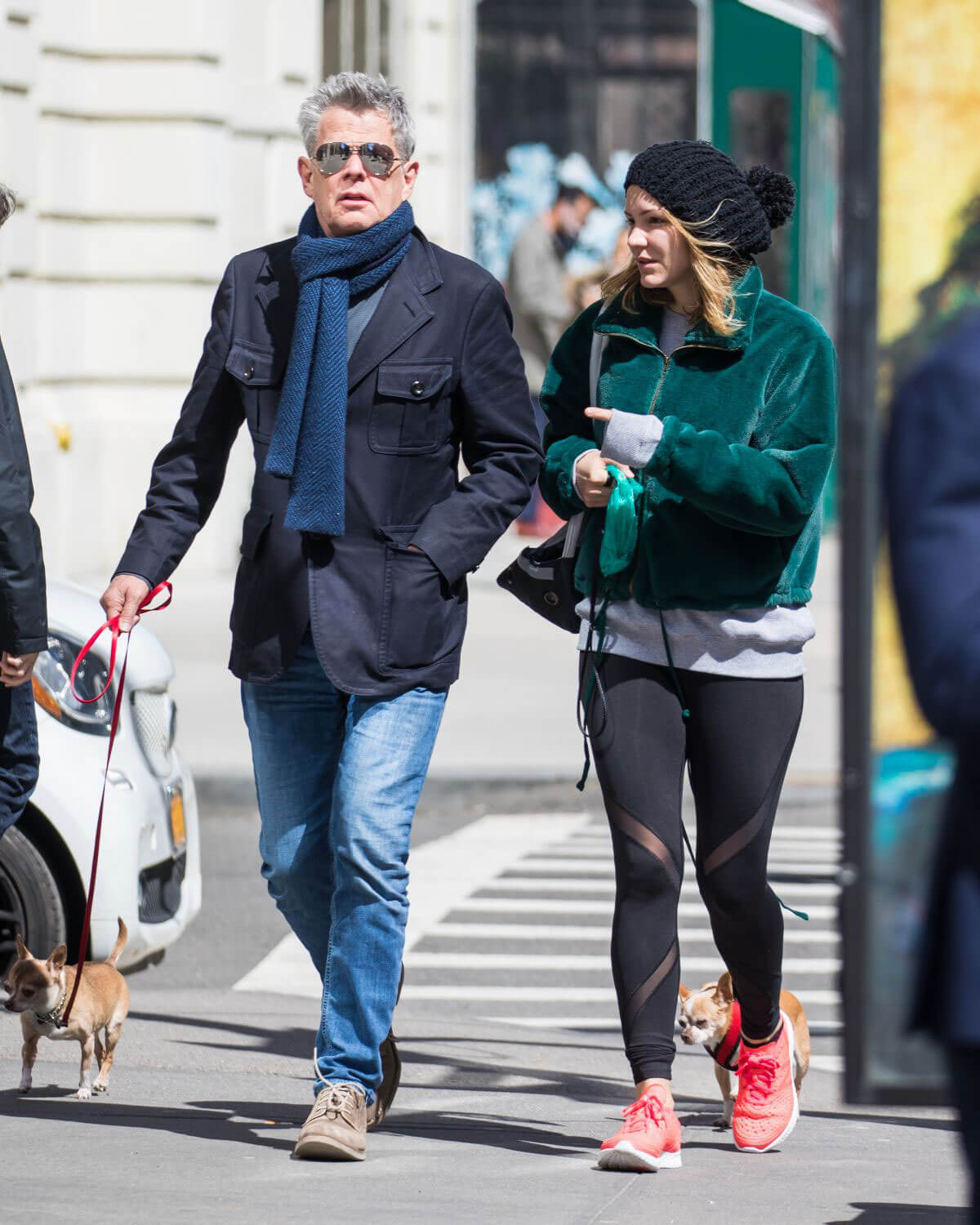 Katharine McPhee and David Foster Stills Out with Their Dogs in New York 2018/04/05