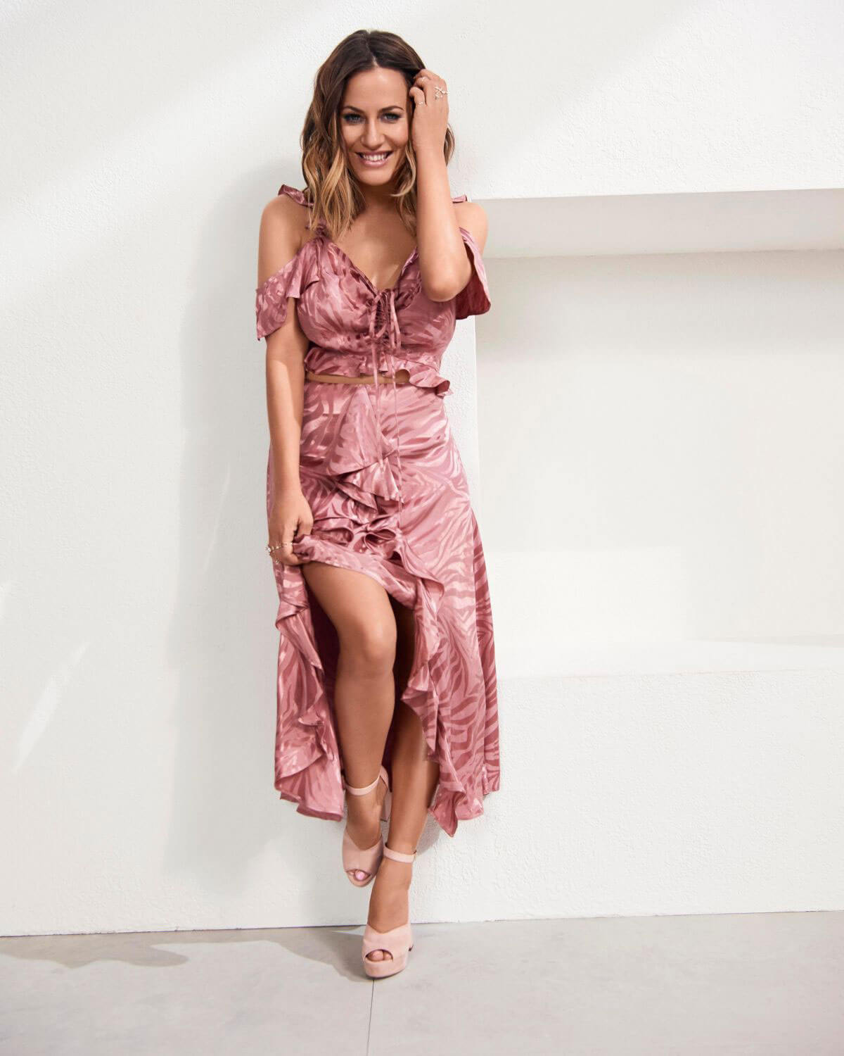 Caroline Flack Poses for White New River Island Collection, May 2018 Issue