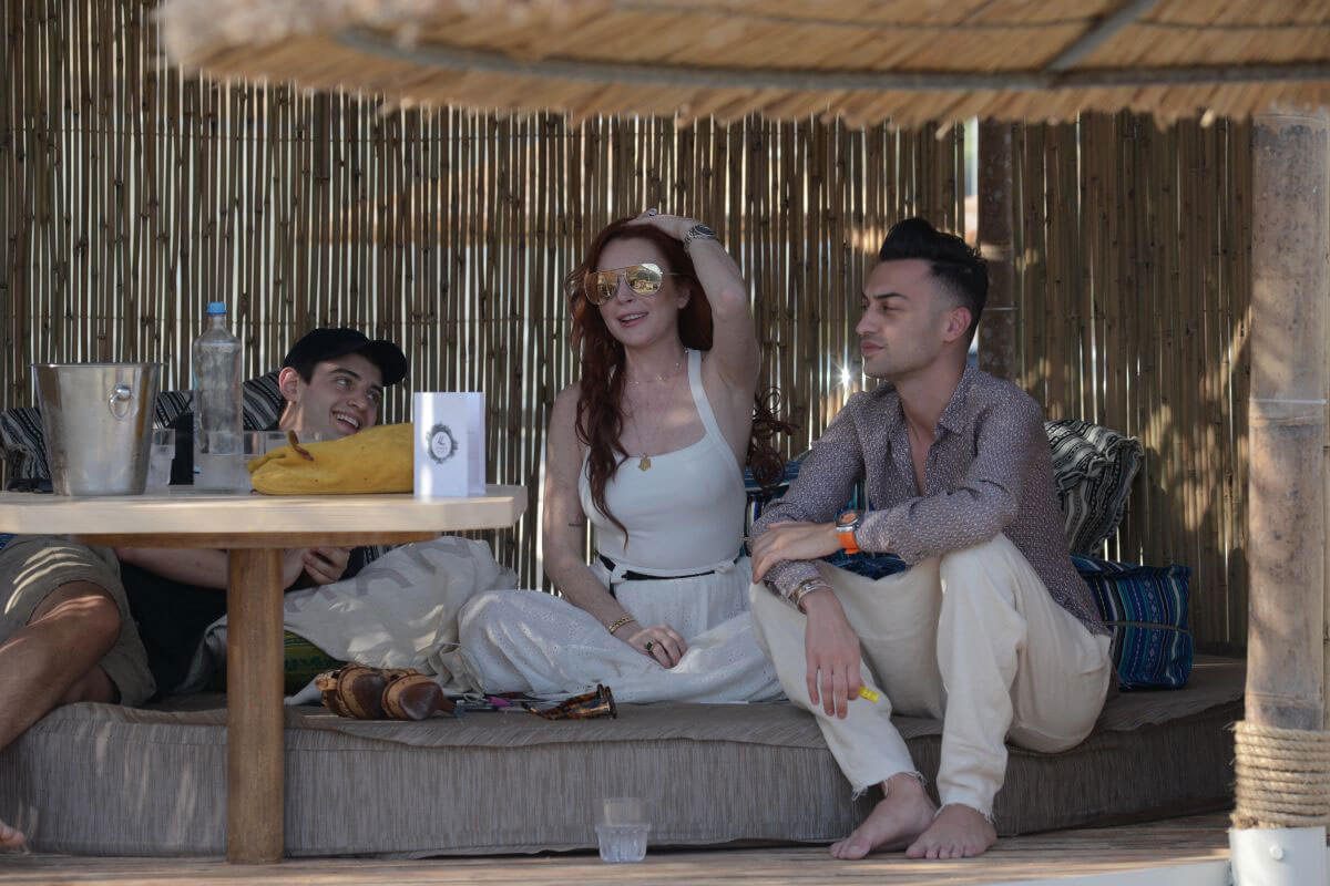 Lindsay Lohan at a Beach Bar in Mykonos 2018/05/26