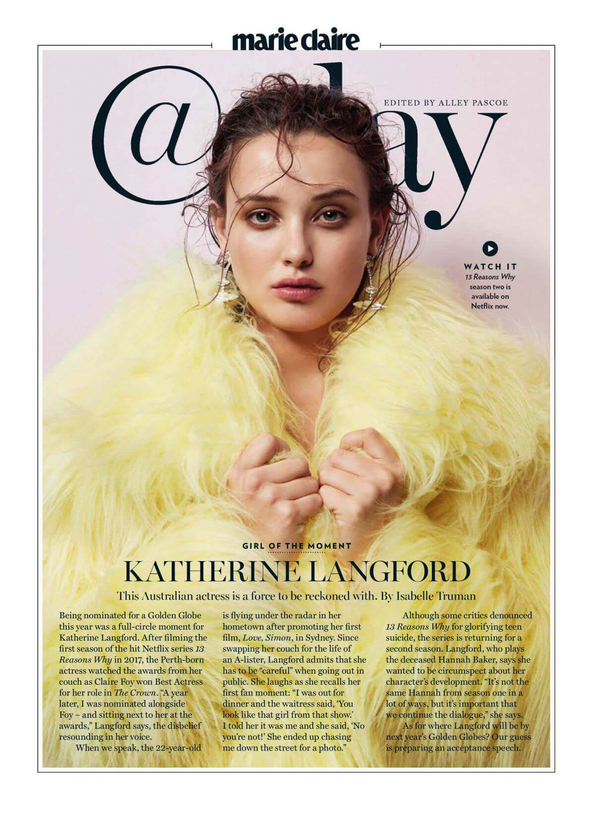 Katherine Langford in Marie Claire Magazine, Australia July 2018 Issue