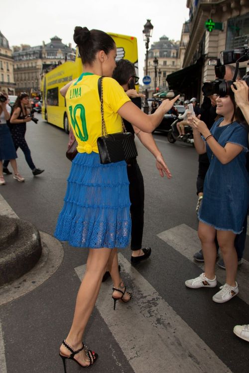Adriana Lima in Brazil Jersey Out in Paris 2018/07/02 2