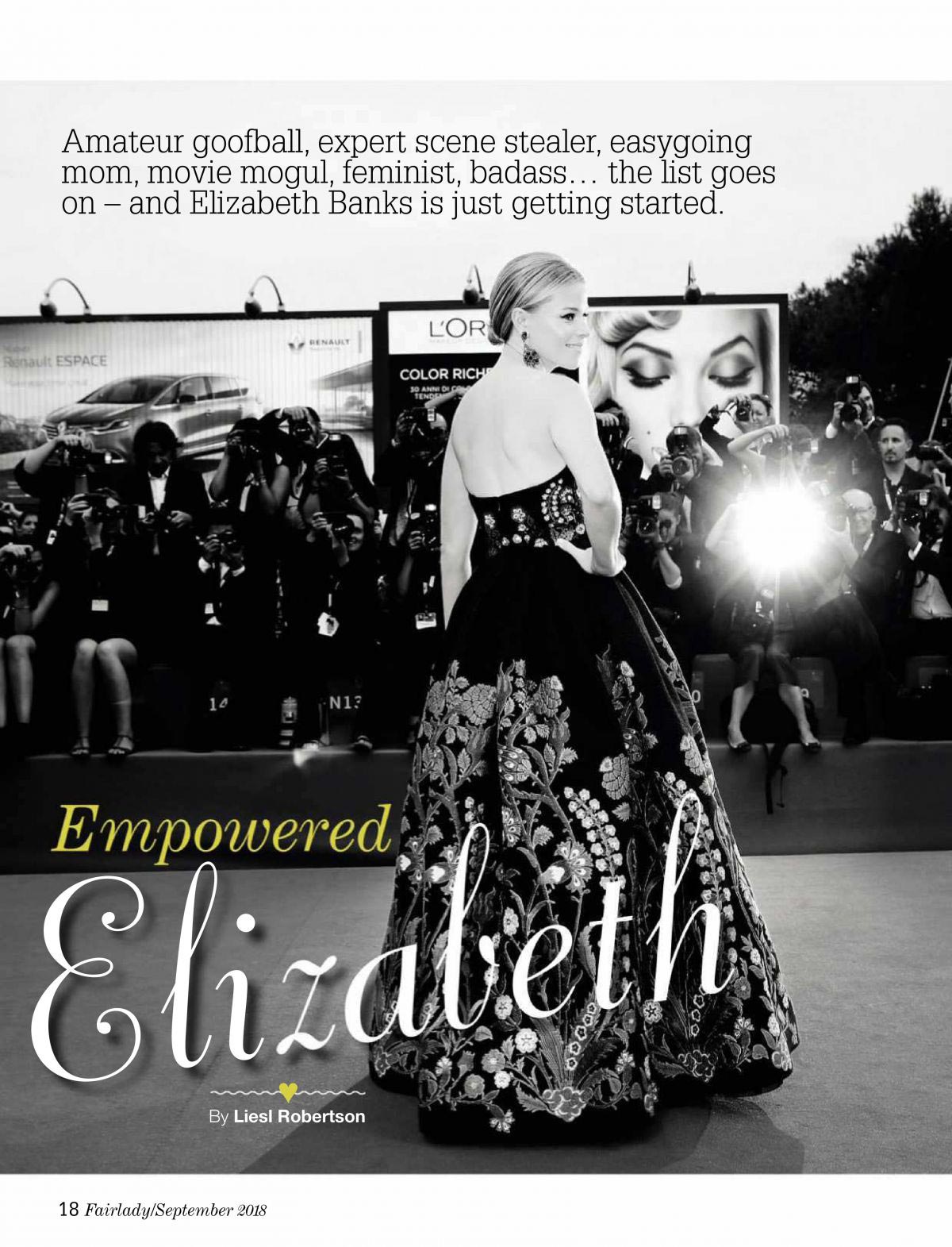 Elizabeth Banks in Fairlady Magazine, September 2018