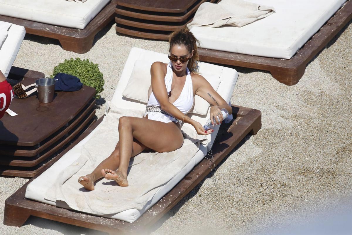 Nabilla Benattia in Swimsuit on the Beach in Mykonos 2018/08/21