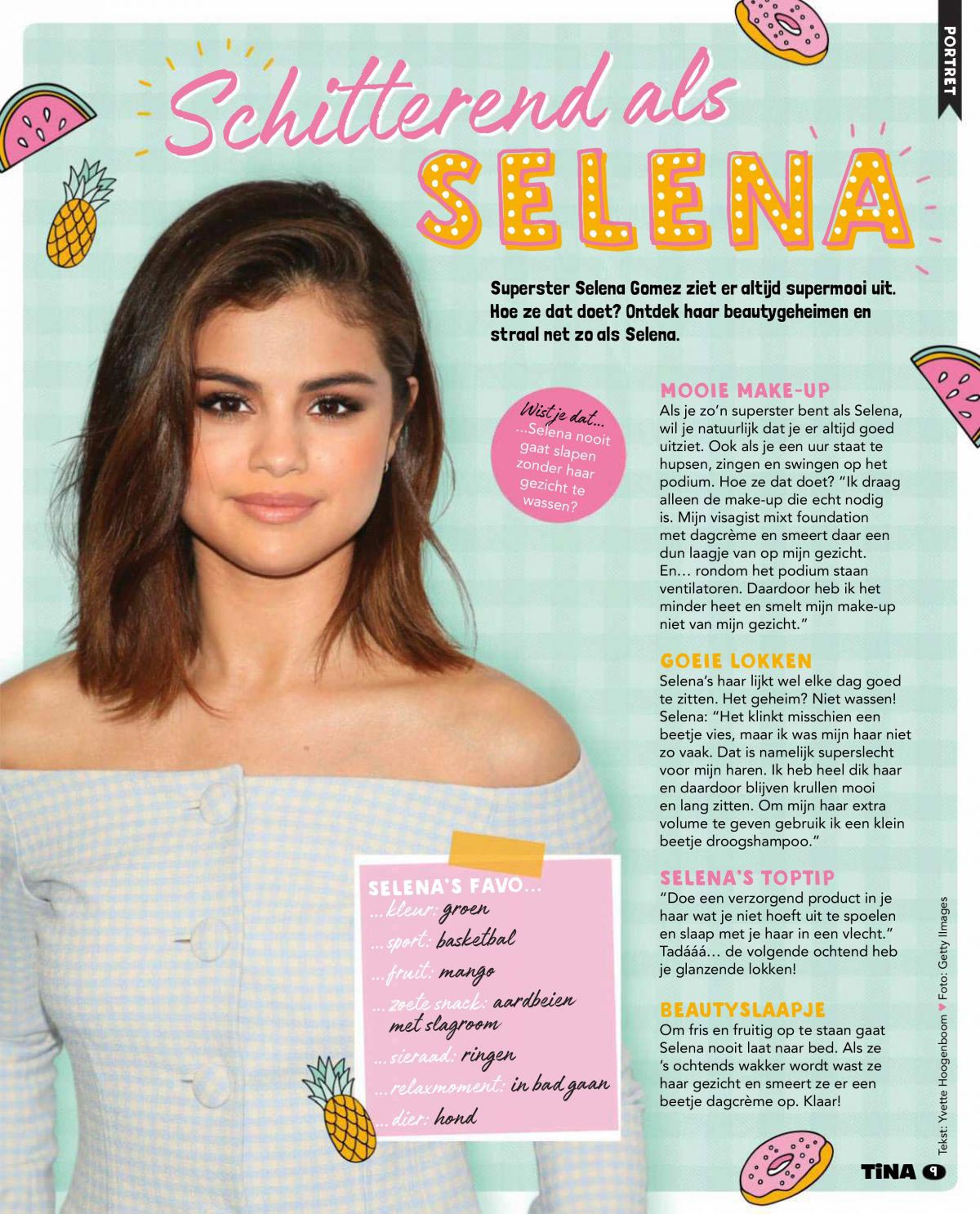 Selena Gomez in Tina Magazine, Netherlands August 2018