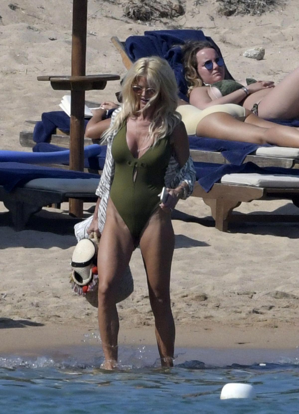 Victoria Silvstedt in Swimsuit on the Beach in Sardinia 2018/08/06