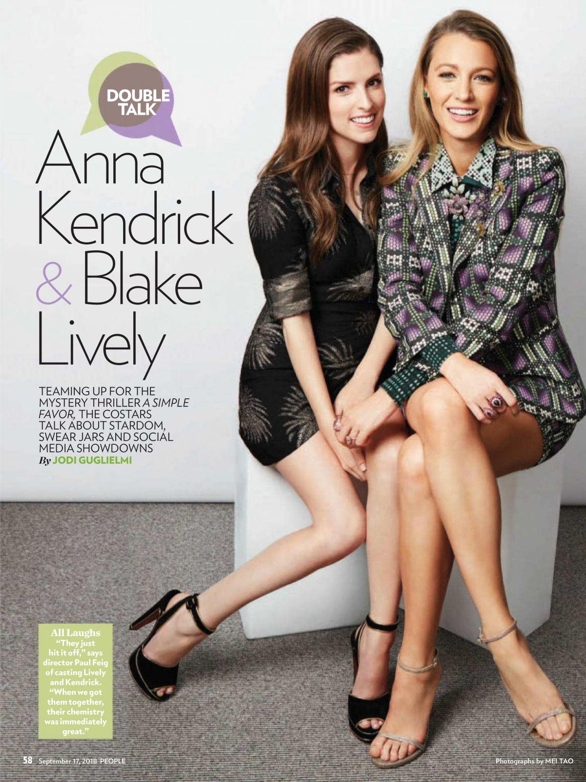 Anna Kendrick and Blake Lively in People Magazine, September 2018