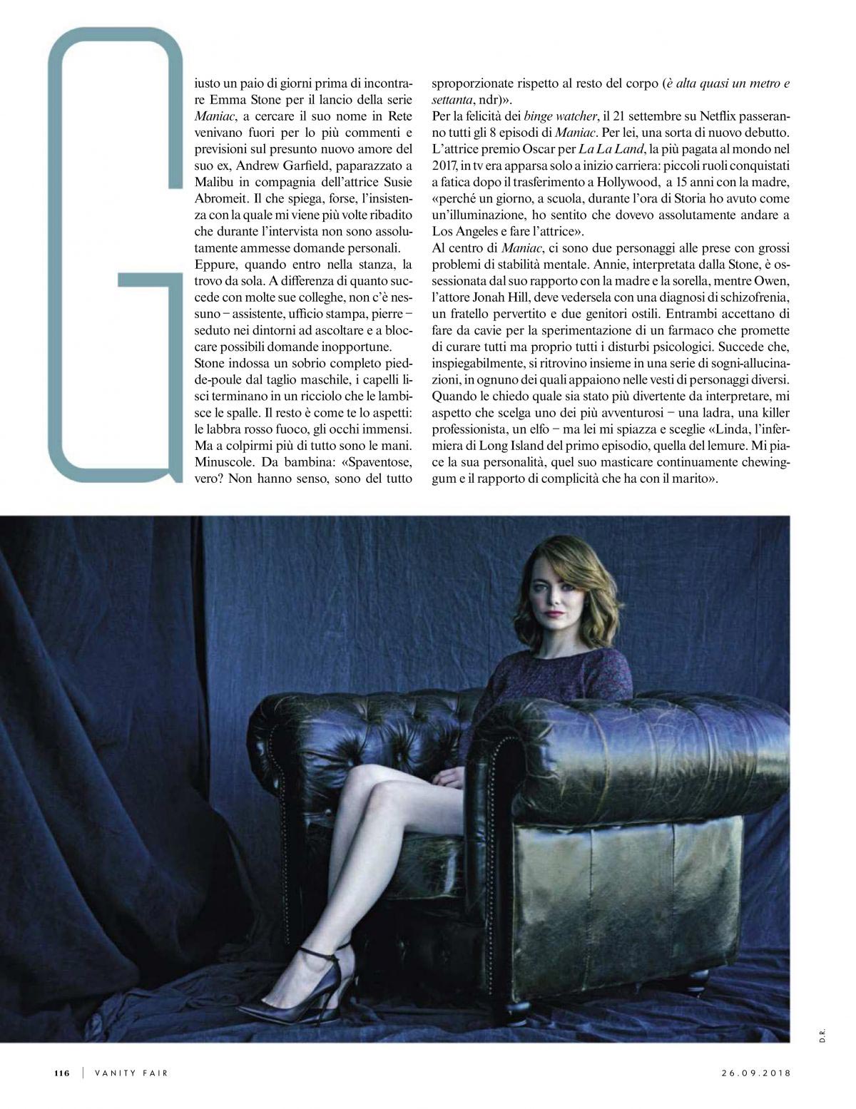 Emma Stone in Vanity Fair Magazine, Italy September 2018