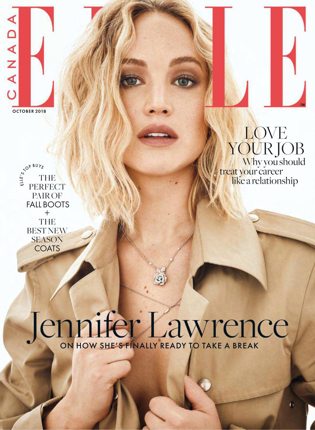 Jennifer Lawrence in Elle Magazine, Canada October 2018