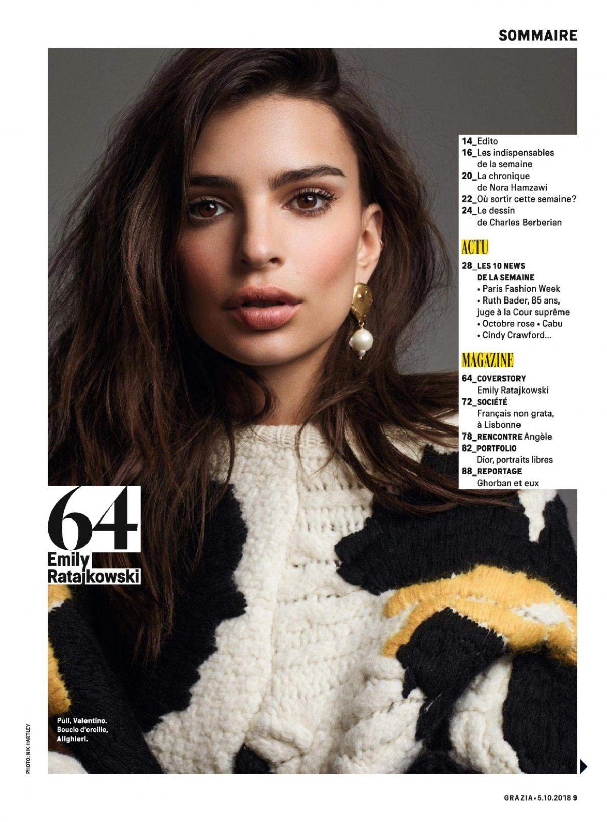 Emily Ratajkowski in Grazia Magazine, France October 2018