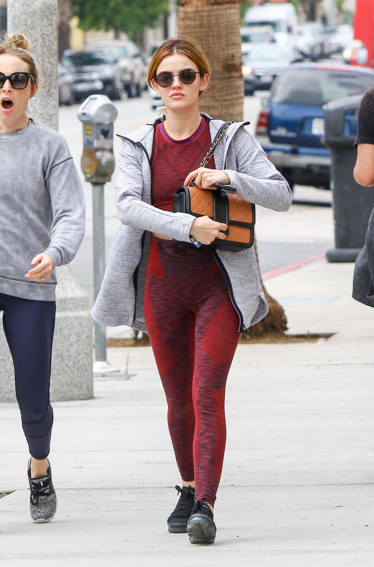 Lucy Hale in Tights Out and About in Los Angeles 2018/10/13