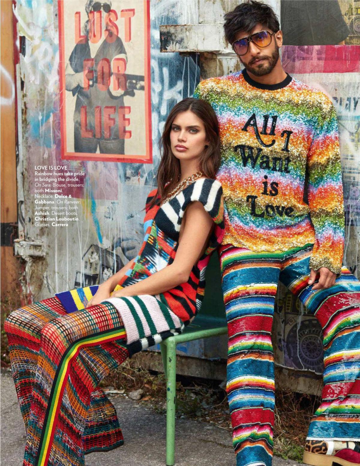 Sara Sampaio and Ranveer Singh in Vogue Magazine, India October 2018