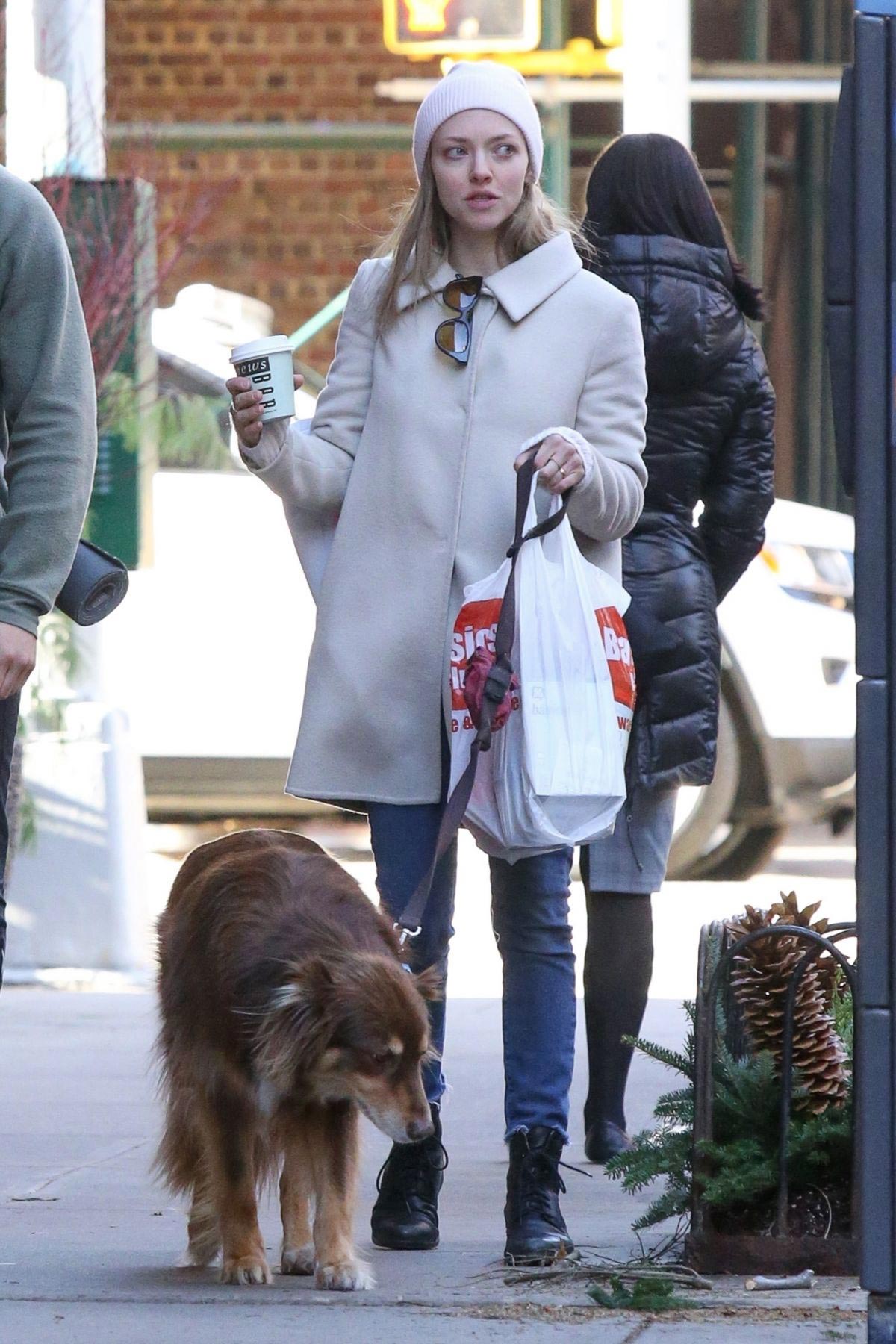 Amanda Seyfried Out with Her Dog in New York 2018/12/07