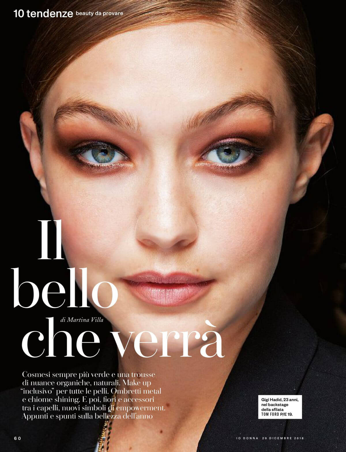 Gigi Hadid in Io Donna Del Corriere Della Sera, December 2018