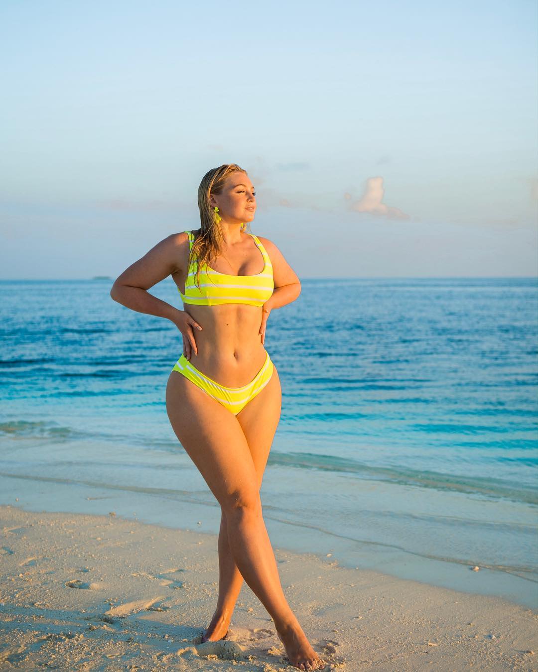 Iskra Lawrence in Bikini at Beach in Maldives