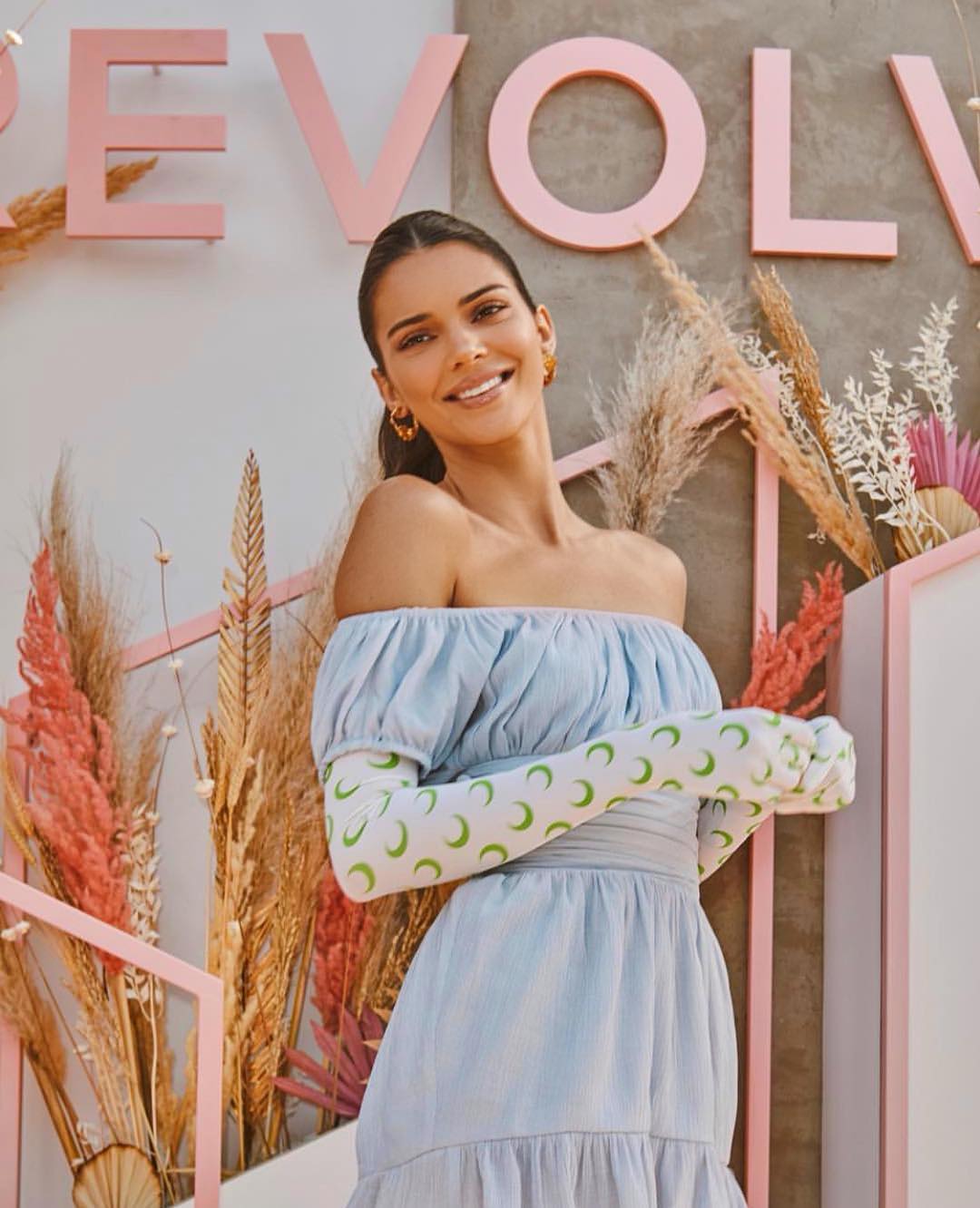 Kendall Jenner in a Regal Look at Revolve Festival Party 2019