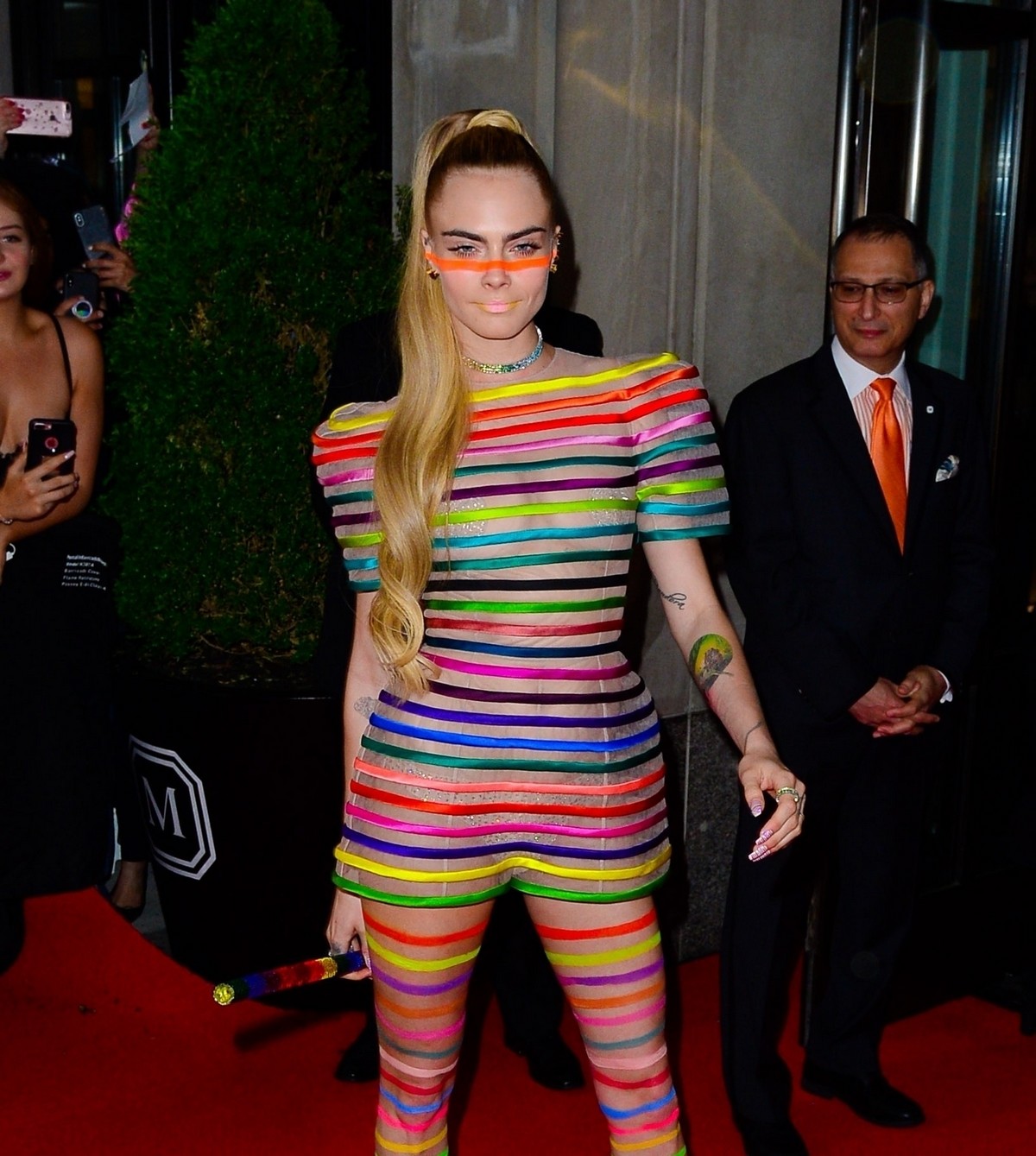 Cara Delevingne Out in Stripes for the 2019 Met Gala in New York 201905/06