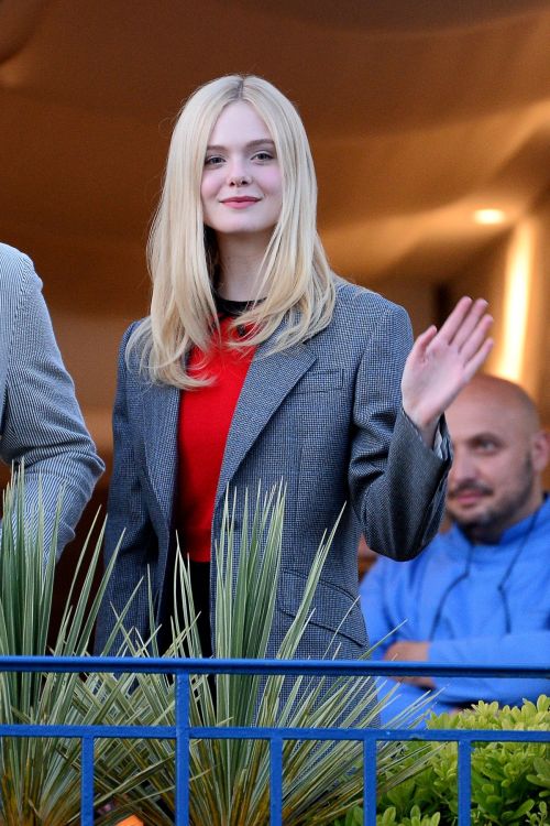 Elle Fanning at balcony of the Martinez Hotel in the evening of the Cannes Film Festival in France 2019/05/13 1