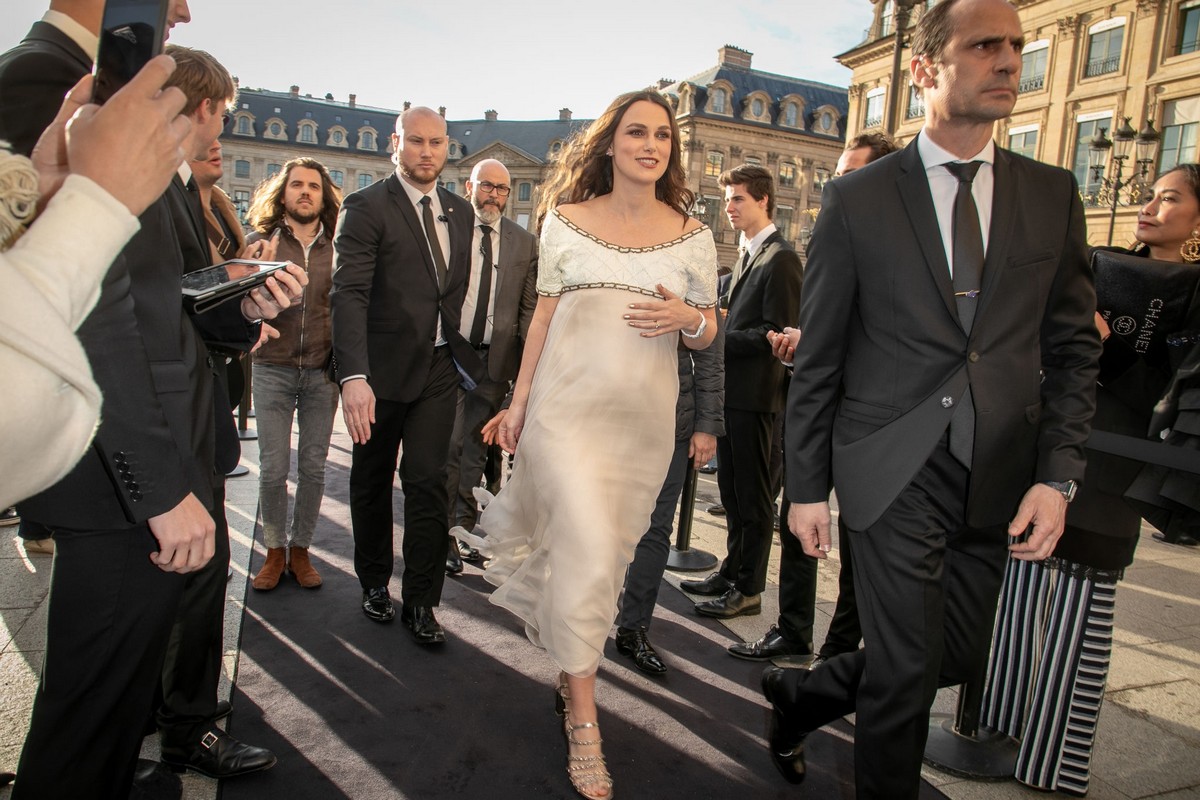 Pregnant Keira Knightley Attends the CHANEL J12 Cocktail on Place Vendome in Paris 2019/05/02