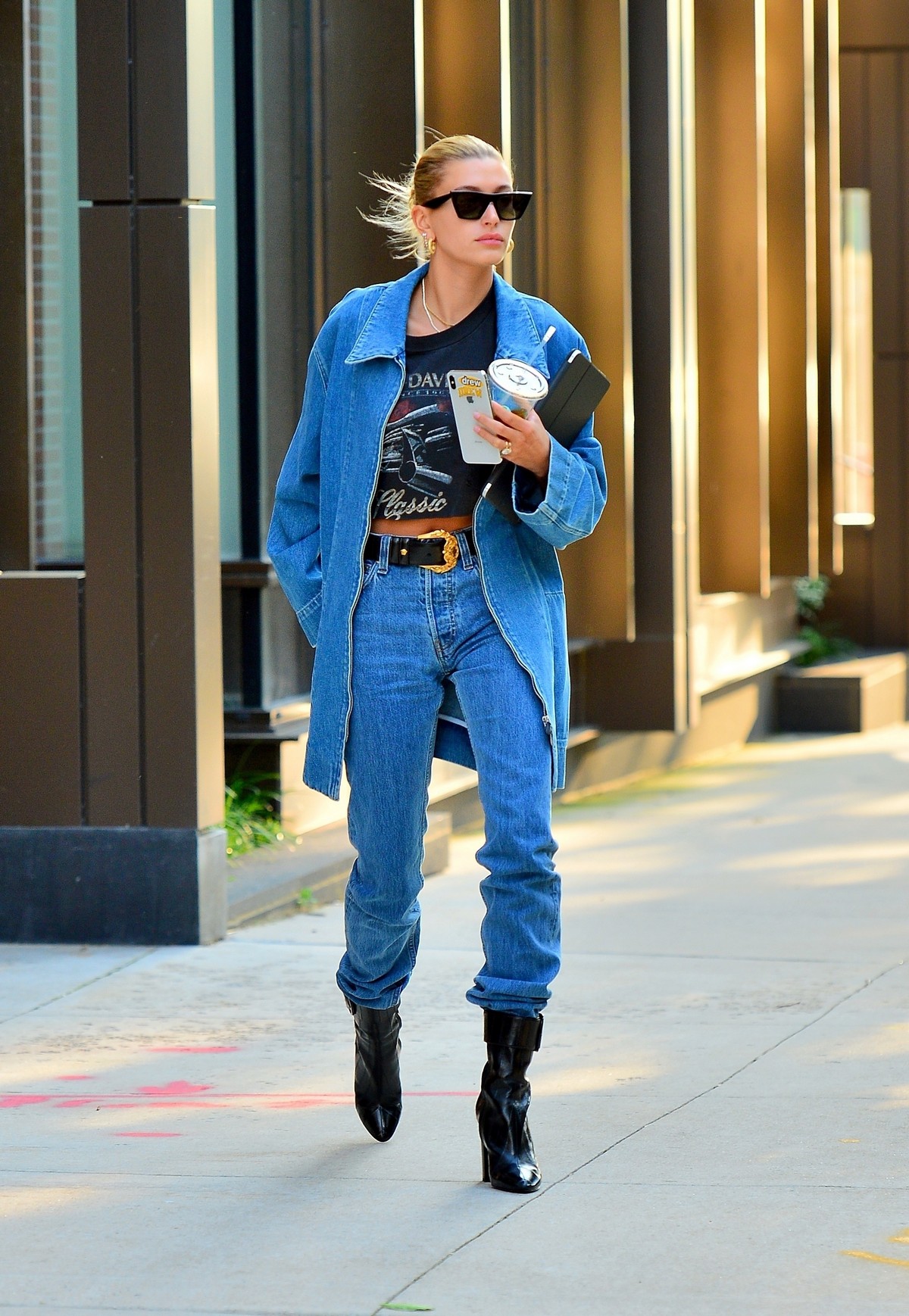 Hailey Baldwin in Double Denim Out in New York City 2019/06/22