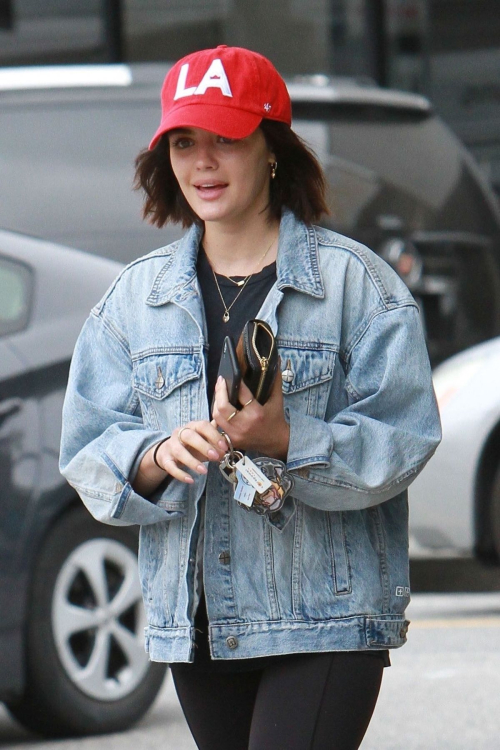 Lucy Hale in Denim Jacket with Jeggings Out for Coffee in Studio City 2019/06/18 2