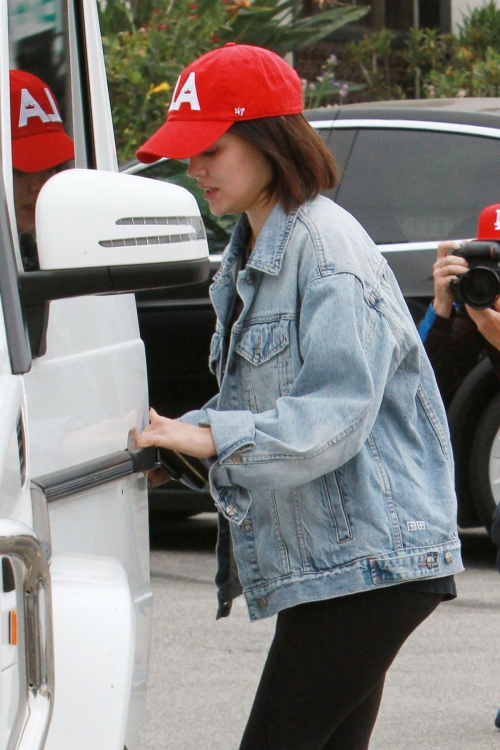 Lucy Hale in Denim Jacket with Jeggings Out for Coffee in Studio City 2019/06/18 10