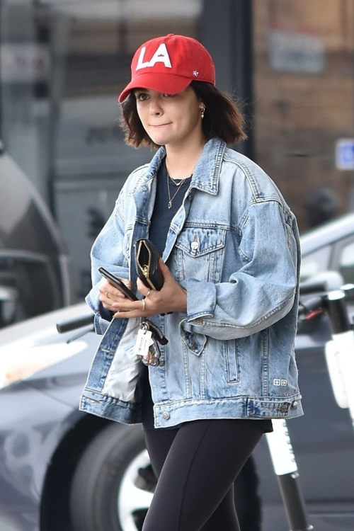 Lucy Hale in Denim Jacket with Jeggings Out for Coffee in Studio City 2019/06/18 3