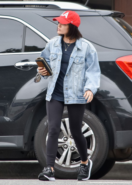 Lucy Hale in Denim Jacket with Jeggings Out for Coffee in Studio City 2019/06/18 4