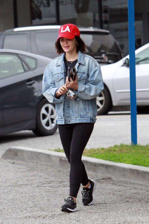 Lucy Hale in Denim Jacket with Jeggings Out for Coffee in Studio City 2019/06/18 1