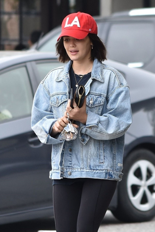 Lucy Hale in Denim Jacket with Jeggings Out for Coffee in Studio City 2019/06/18 6