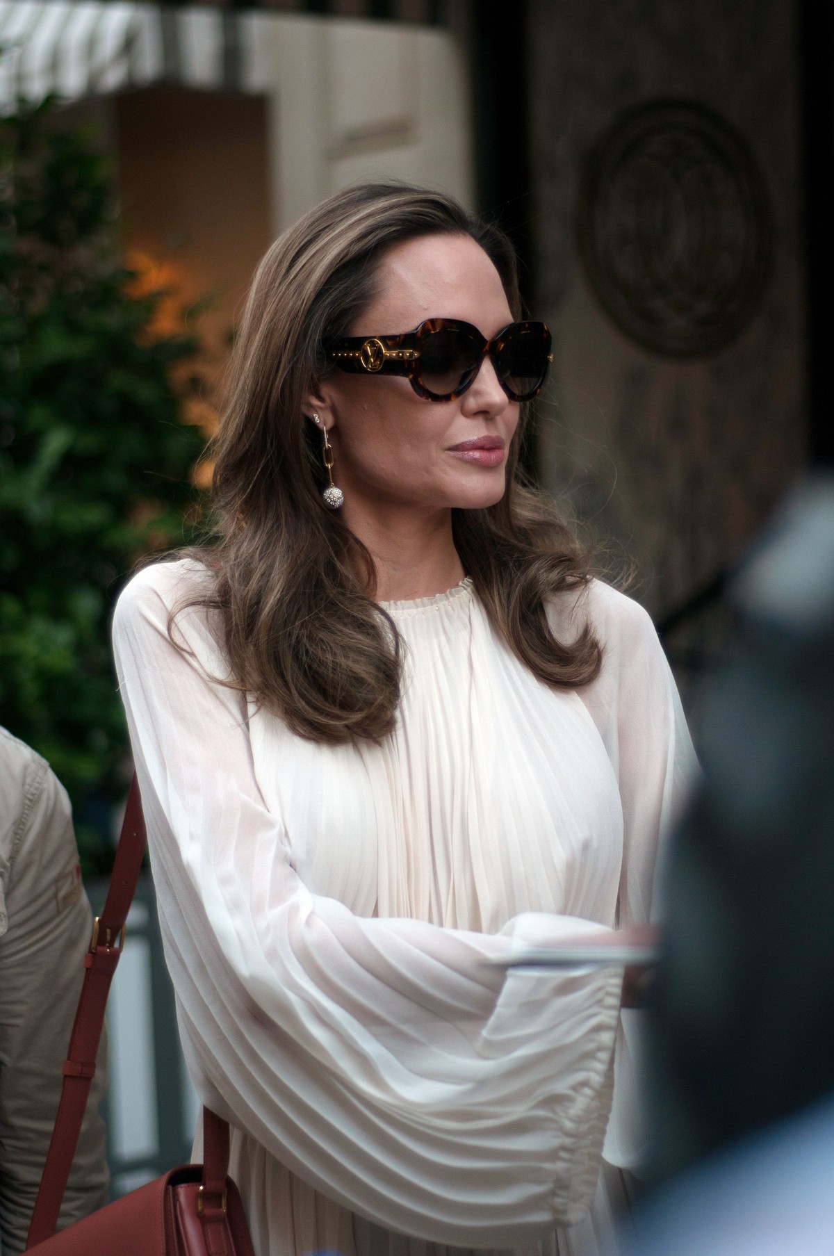 Angelina Jolie in Beautiful Dress leaves their hotel in Paris 2019/07/08