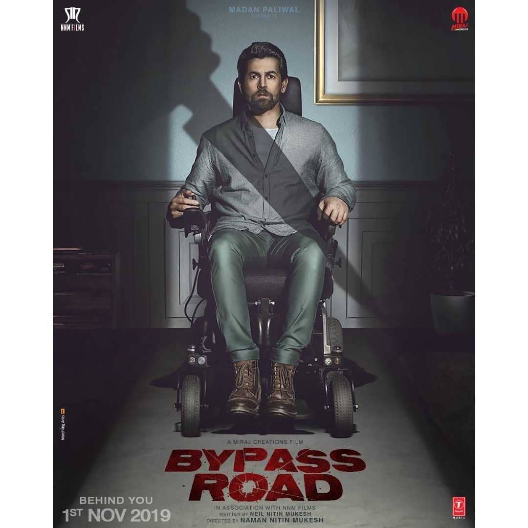 Bypass Road First Look Poster: Neil Nitin Mukesh, seen in wheel chair with fear of death in the first look poster of Bypass Road