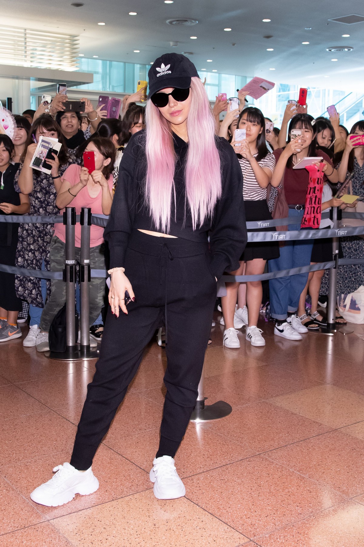 Dove Cameron seen in Pink Hair at Haneda International Airport in Tokyo, Japan 2019/09/08