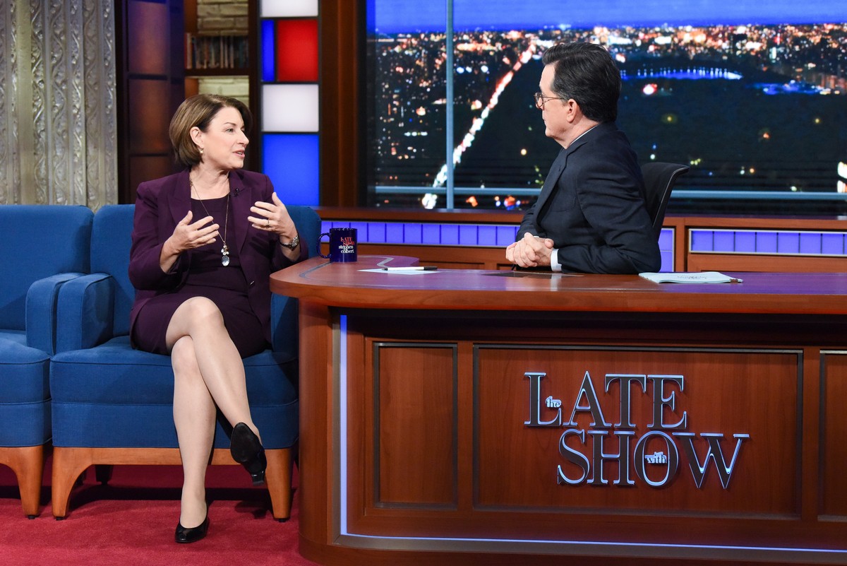 Amy Klobuchar attends The Late Show with Stephen Colbert in Manhattan 2019/11/05