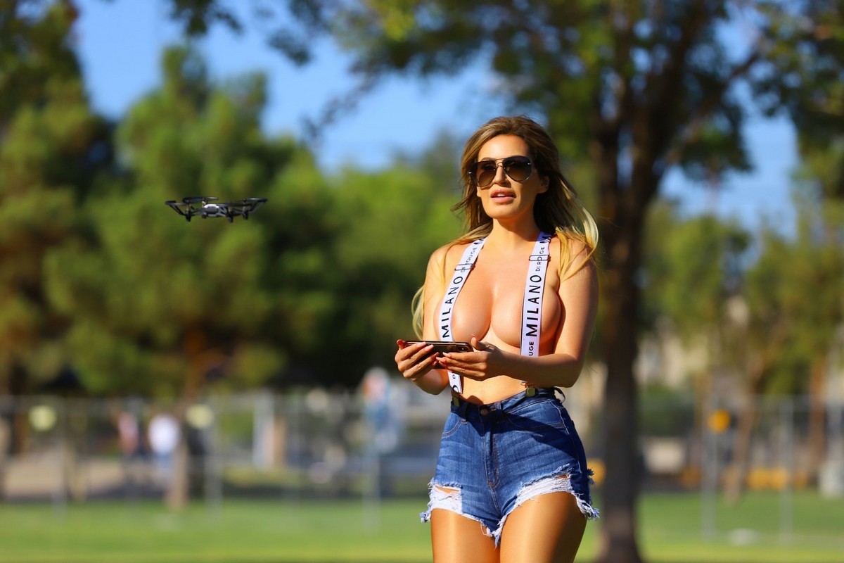 Ana Braga enjoys drone at the park in Los Angeles 2019/11/18