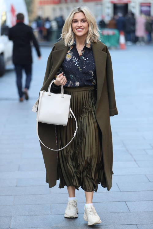 Ashley Roberts in olive plated skirt after her Heart Radio show in London 11/29/2019 9