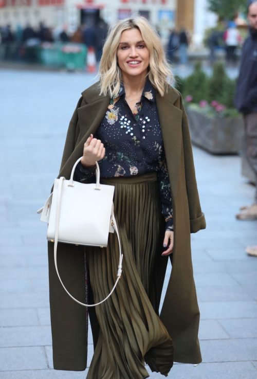 Ashley Roberts in olive plated skirt after her Heart Radio show in London 11/29/2019 1