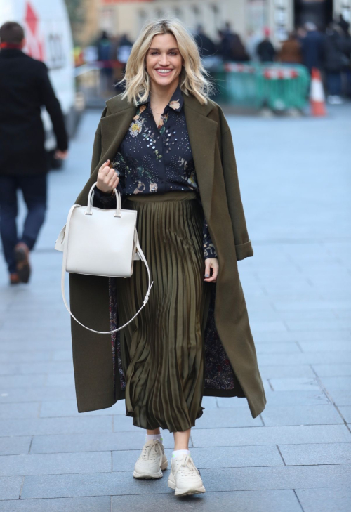 Ashley Roberts in olive plated skirt after her Heart Radio show in London 11/29/2019 2